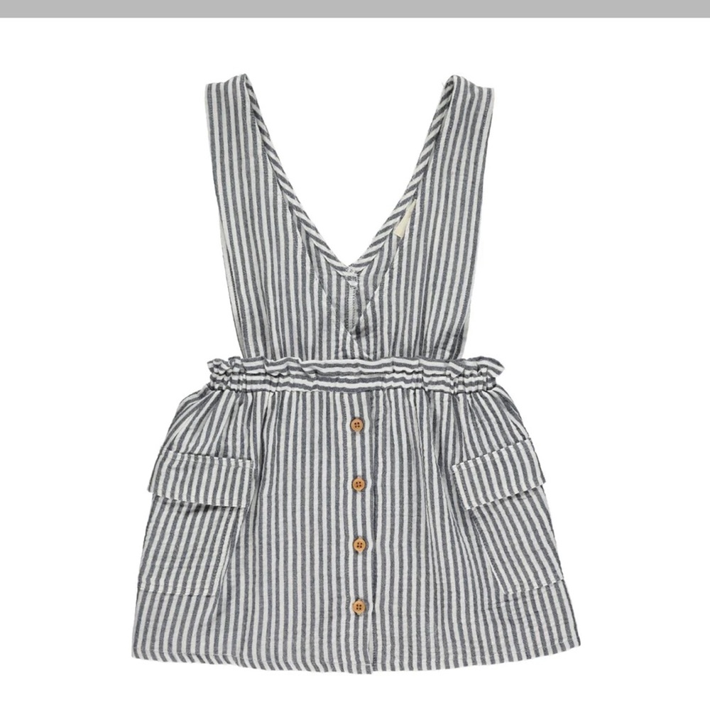 • Zara Grey girl dress •pinstripe jumpsuit /overall • covered pockets • size 2-3
